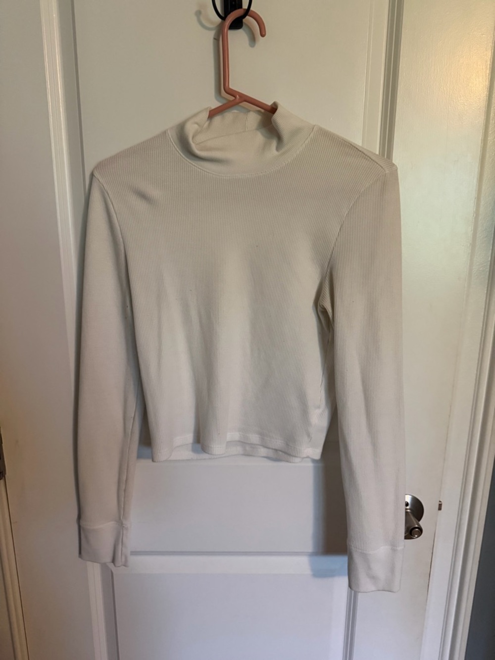 Women's waffle knit Mock Neck Long Sleeve Top